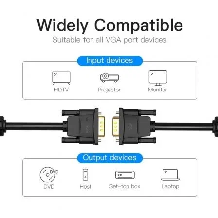 Vention Cable de Video VGA (3+9) Macho a Macho 2 Metros Negro 1080P 60Hz